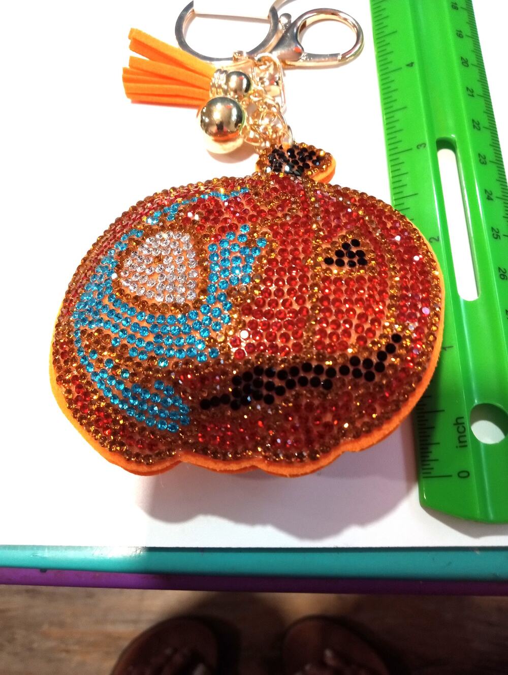 Halloween Pumpkin Sparkly Keychain 706-717